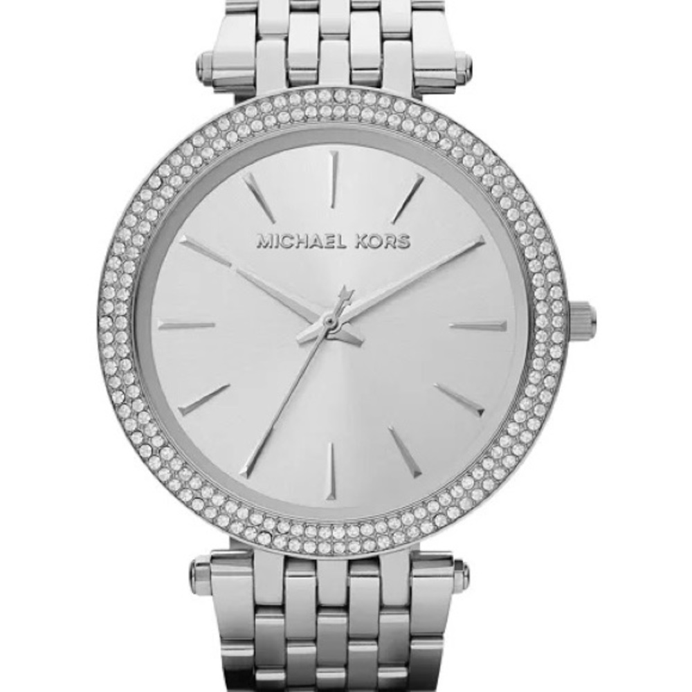 Women’s Michael Kors Darci 24mm sterling Silver Watch and Bangle 3 Piece Set